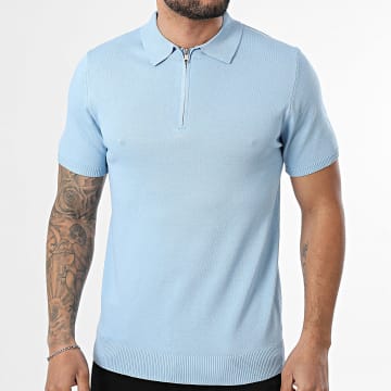 MTX - Polos Kurzarm Kragen Mit Reißverschluss Rippenstrick 555 Hellblau