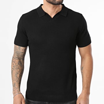 MTX - Polo Kurzarm V-Ausschnitt Strick 561 Schwarz