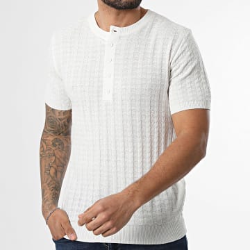 MTX - T-Shirt Strick Geknöpfter Kragen 782 Hellbeige