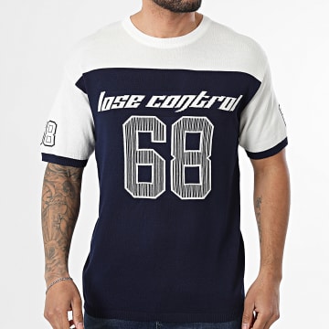 MTX - T-Shirts Rippenstrick 003 Marineblau Hellbeige