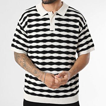 MTX - Polo Kurzarm Maschenware Gestreift 761 Hellbeige Schwarz