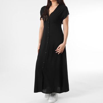 Only - Robe Longue Manches Courtes Femme Nova Life Vis Mollie Noir