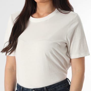 Only - Camiseta Mujer Happy Beige Claro