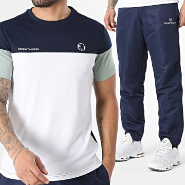 Sergio Tacchini - Ensemble Tee Shirt Et Pantalon Jogging Prave Carson 40845 40850 Bleu Marine Blanc