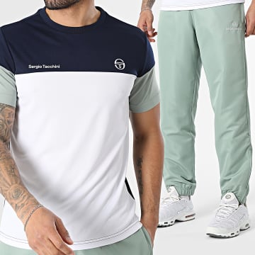 Sergio Tacchini - Conjunto Camiseta Y Pantalón De Chándal Prave Carson 40845 40850 Verde Blanco Azul