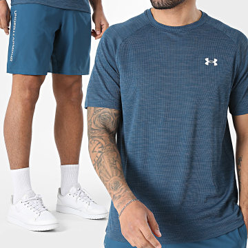 Under Armour - Conjunto Camiseta Y Pantalón Corto De Chándal TechWoven Wordmark Textured 1382796 1383356 Azul