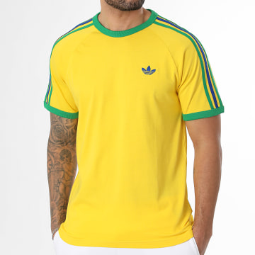 Adidas Originals - Tee Shirt A Bandes 3 Stripes KC8643 Jaune Vert Bleu Roi