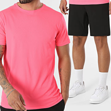 Classic Series - Completo Maglia E Pantaloncino Da Jogging Rosa Fluo Nero