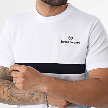 Sergio Tacchini - T-Shirt Granada 41459 Bianco Azzurro Chiaro Blu Marine