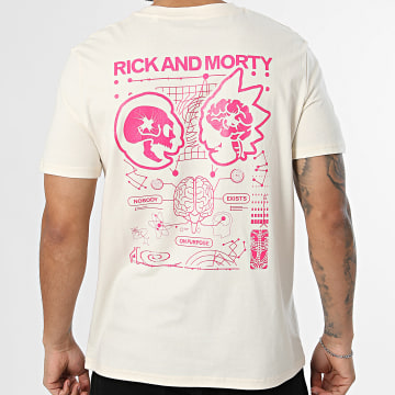 Rick Et Morty - Tee Shirt Oversize Large Rick Graff Beige Rose
