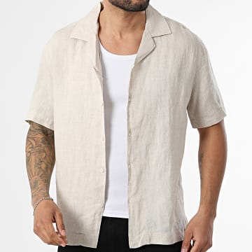 KZR - Camicia Maniche Corte In Lino 213 Beige Mélange