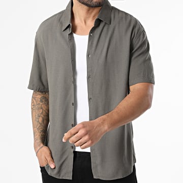 KZR - Camicia Maniche Corte In Lino 210 Grigio Antracite
