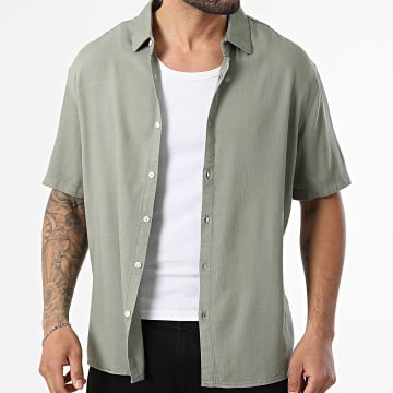 KZR - Camicia Maniche Corte In Lino 210 Verde Kaki
