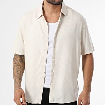 KZR - Camicia Maniche Corte In Lino 210 Beige Mélange