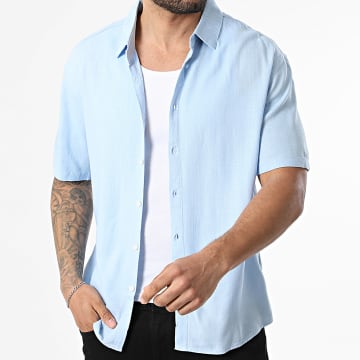 KZR - Chemise Manches Courtes En Lin 210 Bleu Clair