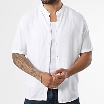 KZR - Chemise Manches Courtes Col Officier En Lin 211 Blanc
