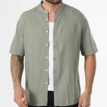 KZR - Camicia Maniche Corte In Lino 211 Verde Kaki