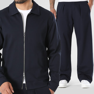 LBO - Tracksuit Jacket Double Zip And Wide Pleated Dress Trouser 2603 Navy Blue