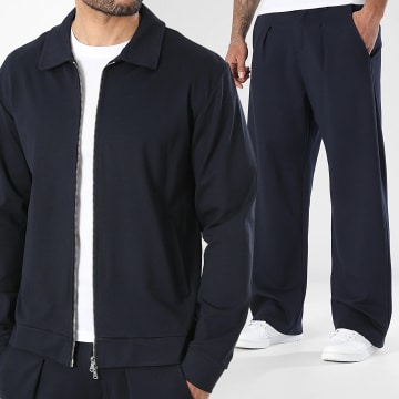 LBO - Tracksuit Jacket Double Zip And Wide Pleated Dress Trouser 2603 Navy Blue