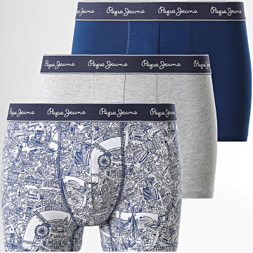 Pepe Jeans - Set van 3 boxers PMU100006 Gemêleerd Grijs Wit Marineblauw