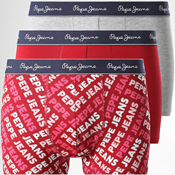 Pepe Jeans - Set van 3 Boxers PMU100004 Bordeaux Grijs Gemêleerd
