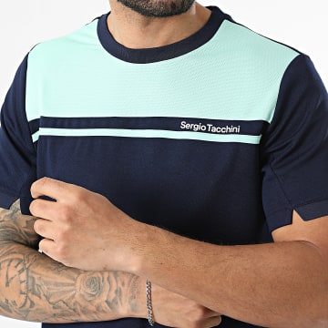 Sergio Tacchini - T-Shirt Riflesso 41408 Blu Marine Verde Chiaro