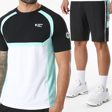 Comme Des Loups - Conjunto T-Shirt E Calção de treino Master Preto Azul Turquesa Branco