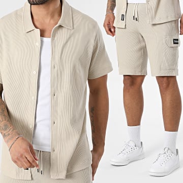 Deeluxe - Conjunto Camisa Manga Curta E Calção De Treino Texturizado 06T4302M T757M Bege