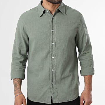 Frilivin - Camisa Mangas Largas de Lino 596 Verde Kaki
