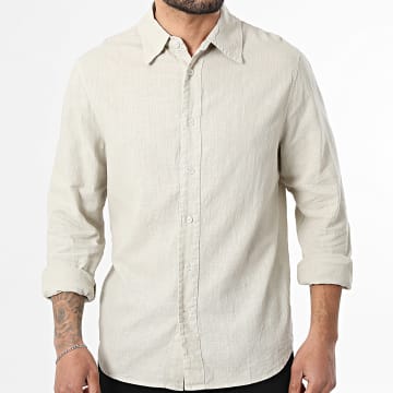 Frilivin - Camisa Mangas Largas de Lino 596 Beige