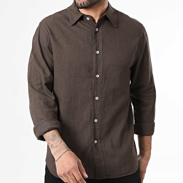 Frilivin - Camisa Manga Larga De Lino 596 Marrón