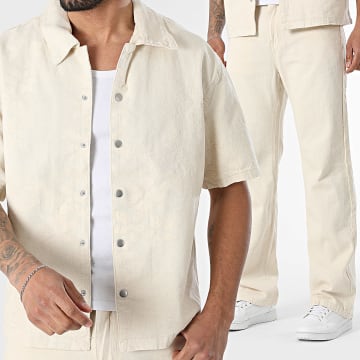 Frilivin - Completo Camicia Maniche Corte E Jeans 235 Beige