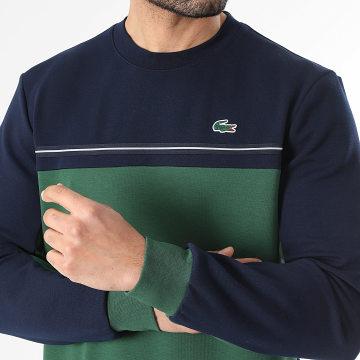 Lacoste - Sweat Crewneck Regular Fit Logo Crocodile Bleu Marine Vert