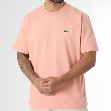Lacoste - Camiseta Relaxed Fit Logo Bordado Cocodrilo Coral