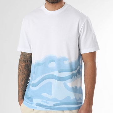 Lacoste - Tee Shirt Big Logo Blanc Bleu