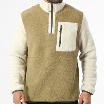 The North Face - Sweat Col Zippé Polaire Yumiori A883S Beige Vert Kaki