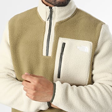 The North Face - Sweat Col Zippé Polaire Yumiori A883S Beige Vert Kaki