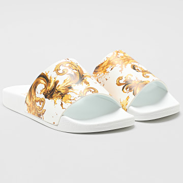 Versace Jeans Couture - Claquettes Fondo Slide YA3SQ4-ZS365 Blanc Doré Renaissance