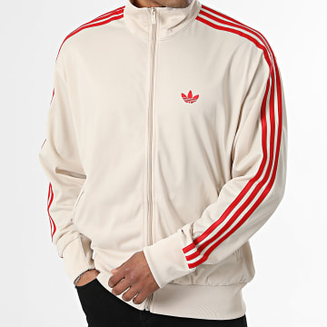 Adidas Originals - Veste Zippée A Bandes Firebird KE1643 Beige Rouge