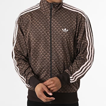 Adidas Originals - Veste Zippée A Bandes Firebird Loose Monogram KE1677 Marron Rose