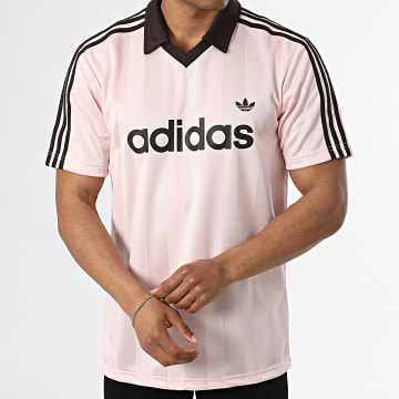 Adidas Originals - Tee Shirt Col V A Bandes Jersey KE3580 Rose