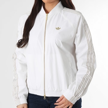 Adidas Originals - Veste Zippée A Bandes Femme SST KE2414 Beige Clair Doré