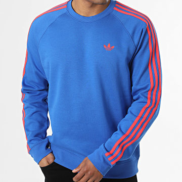 Adidas Originals - Sweat Crewneck A Bandes 3 Stripes KE2426 Bleu Roi Rouge