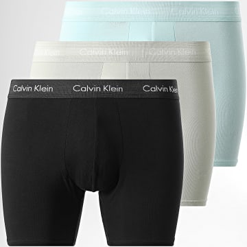 Calvin Klein - Pack de 3 Boxers NB1770A Negro Verde Claro Azul Claro