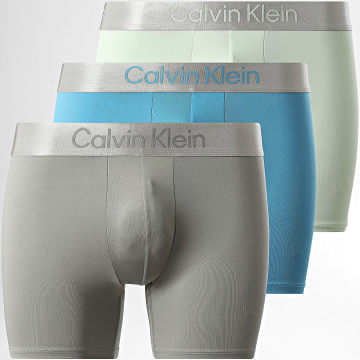 Calvin Klein - Pack de 3 Boxers NB4124 Azul Verde Claro Gris