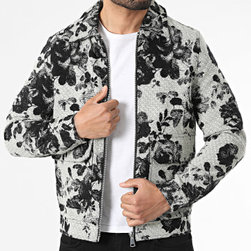 Frilivin - Chaqueta con cremallera 533 Beige Negro Floral