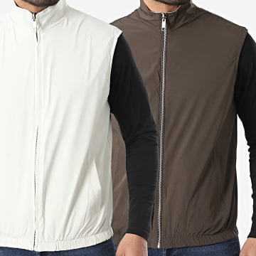 Frilivin - Veste Sans Manches Réversible 304 Marron Beige