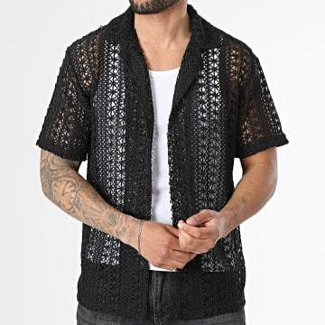 Frilivin - Chemise Manches Courtes Ajourée G17 Noir