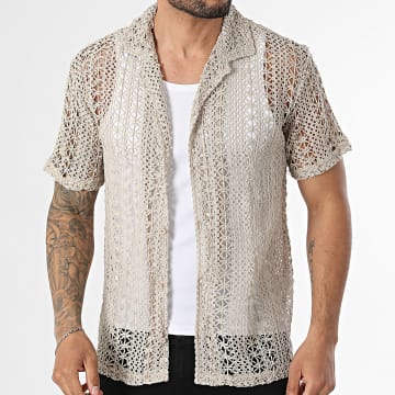 Frilivin - Chemise Manches Courtes Ajourée G17 Beige