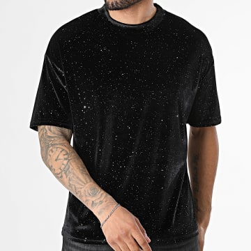 Frilivin - Tee Shirt Aspect Velours Pailleté 015 Noir